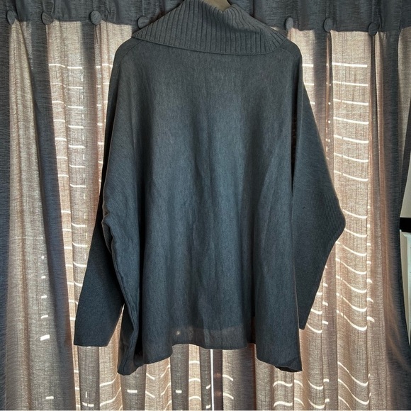 NWT Calvin Klein Tan Leather Buckle Cowl Neck Poncho Sweater Large/Extra Large - Picture 10 of 14